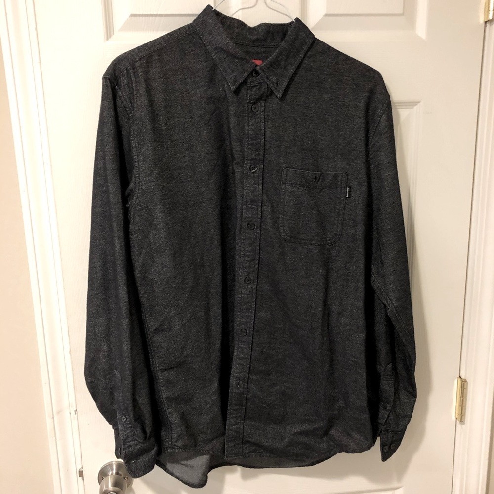 Black Denim Supreme Long-Sleeve Button Down Shirt (size Large)